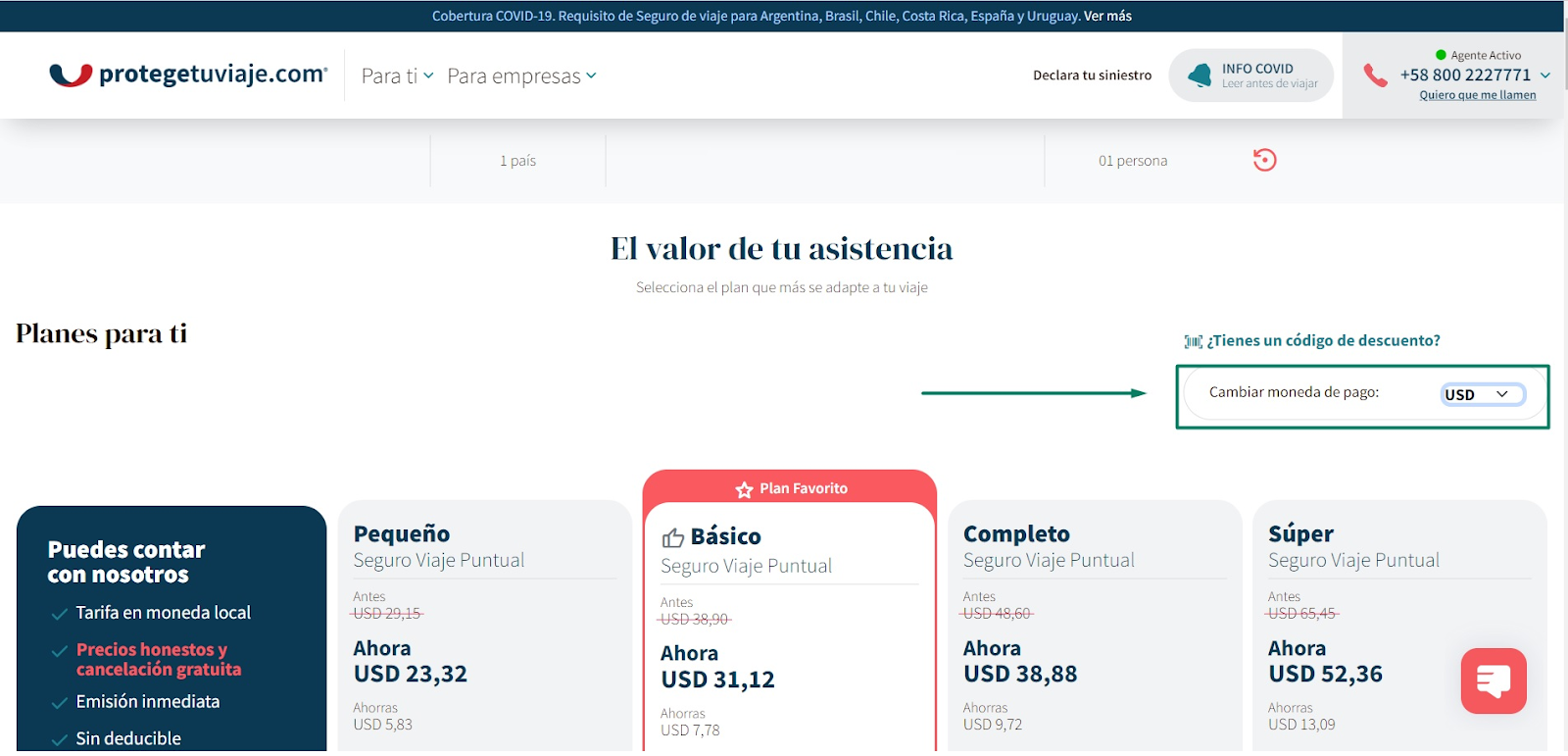 Selección de Moneda de Pago