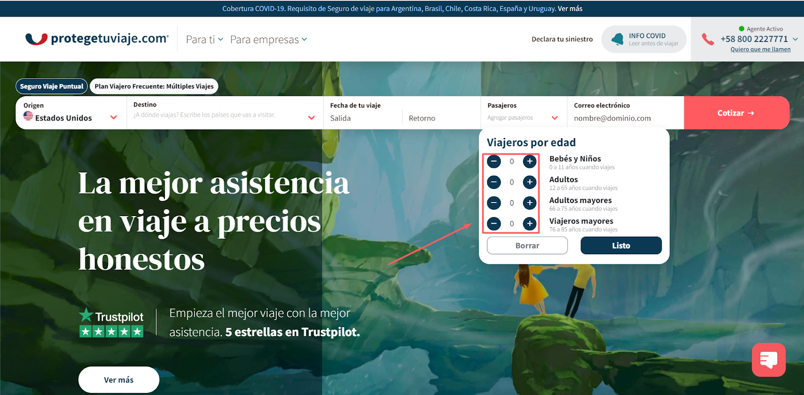 Configuración de cantidad de personas