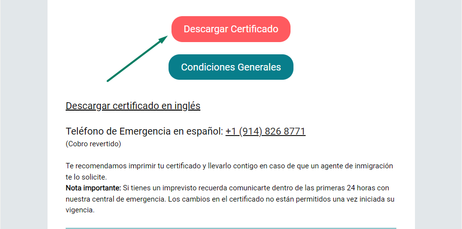 Enlace de descarga del certificado