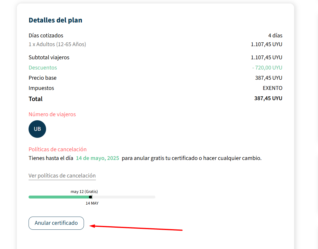 Botón de anular certificado